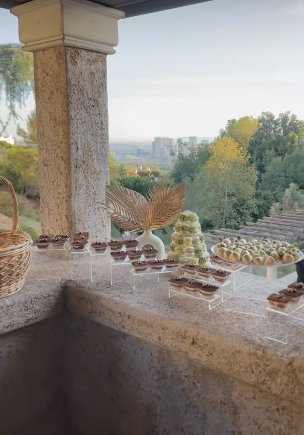 Dessert table styled on a hillside terrace