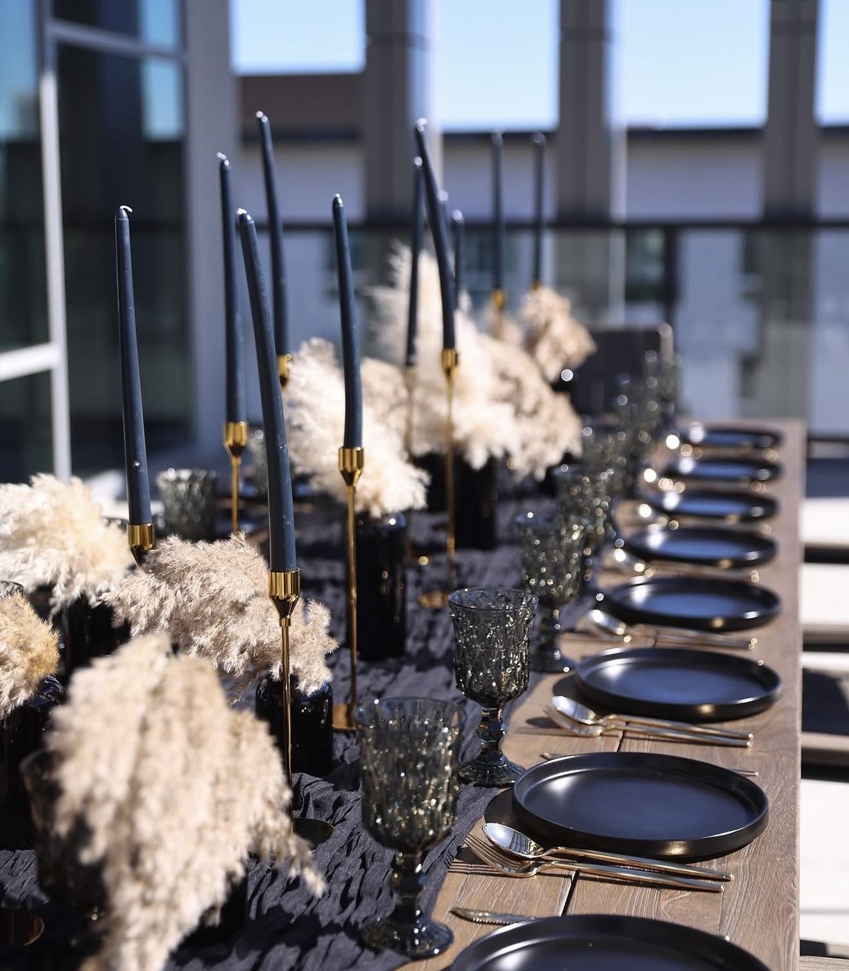 Dessert styling with macarons and gold palm accents