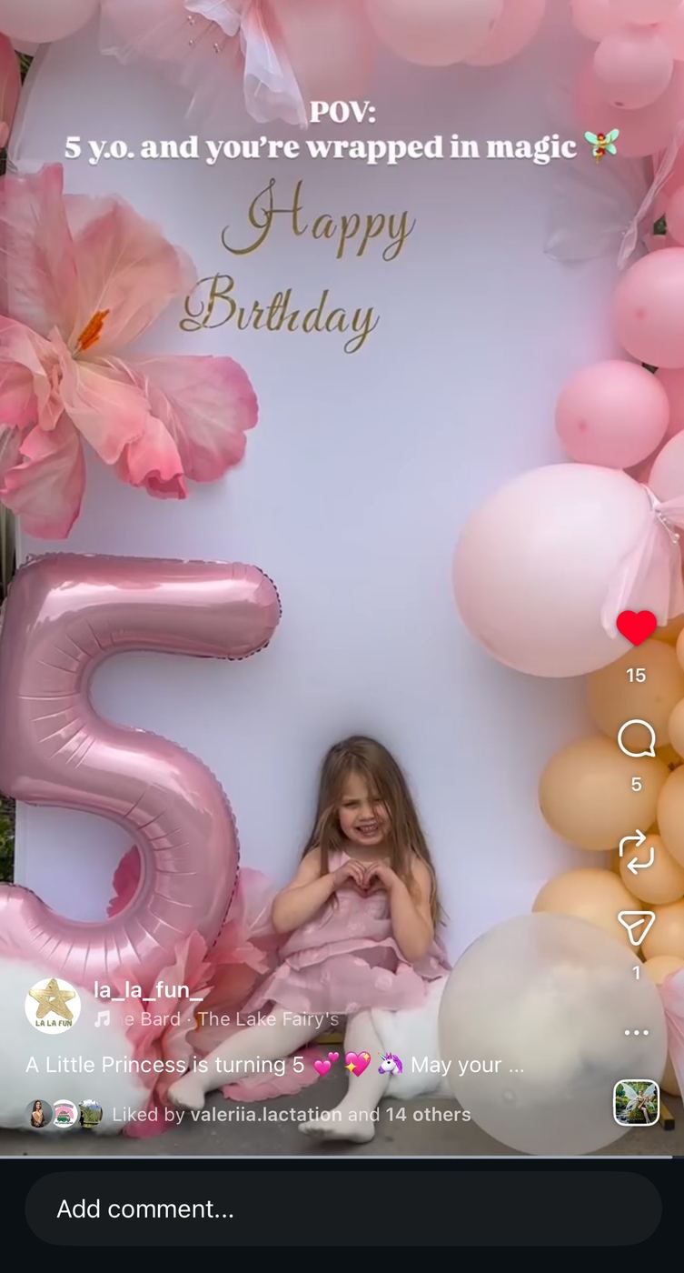 Pink birthday backdrop with floral butterflies
