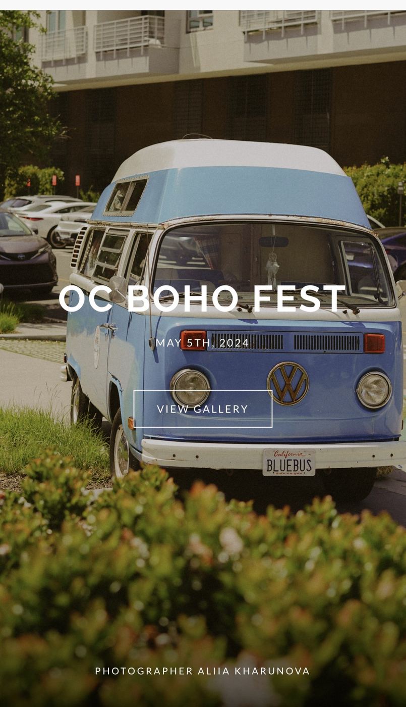 Vintage blue van decor feature for OC Boho Fest